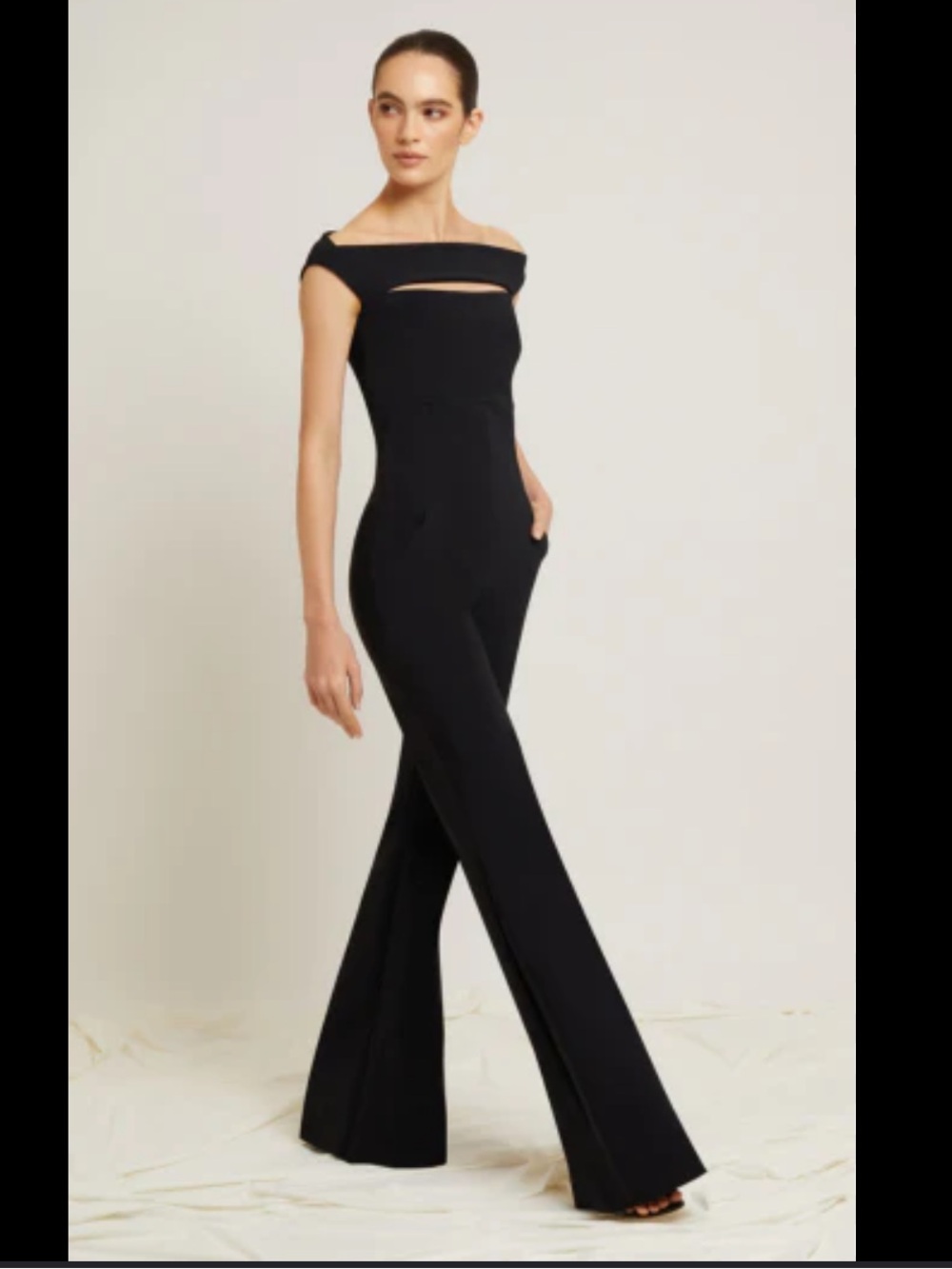 Chiara Boni Rebecca Jumpsuit Black Off-Shoulder Cutout size 40